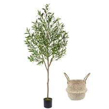 Artificial Olive Tree, 6ft Tall Fake Olive Leaves Plant with Basket, Indoor O...