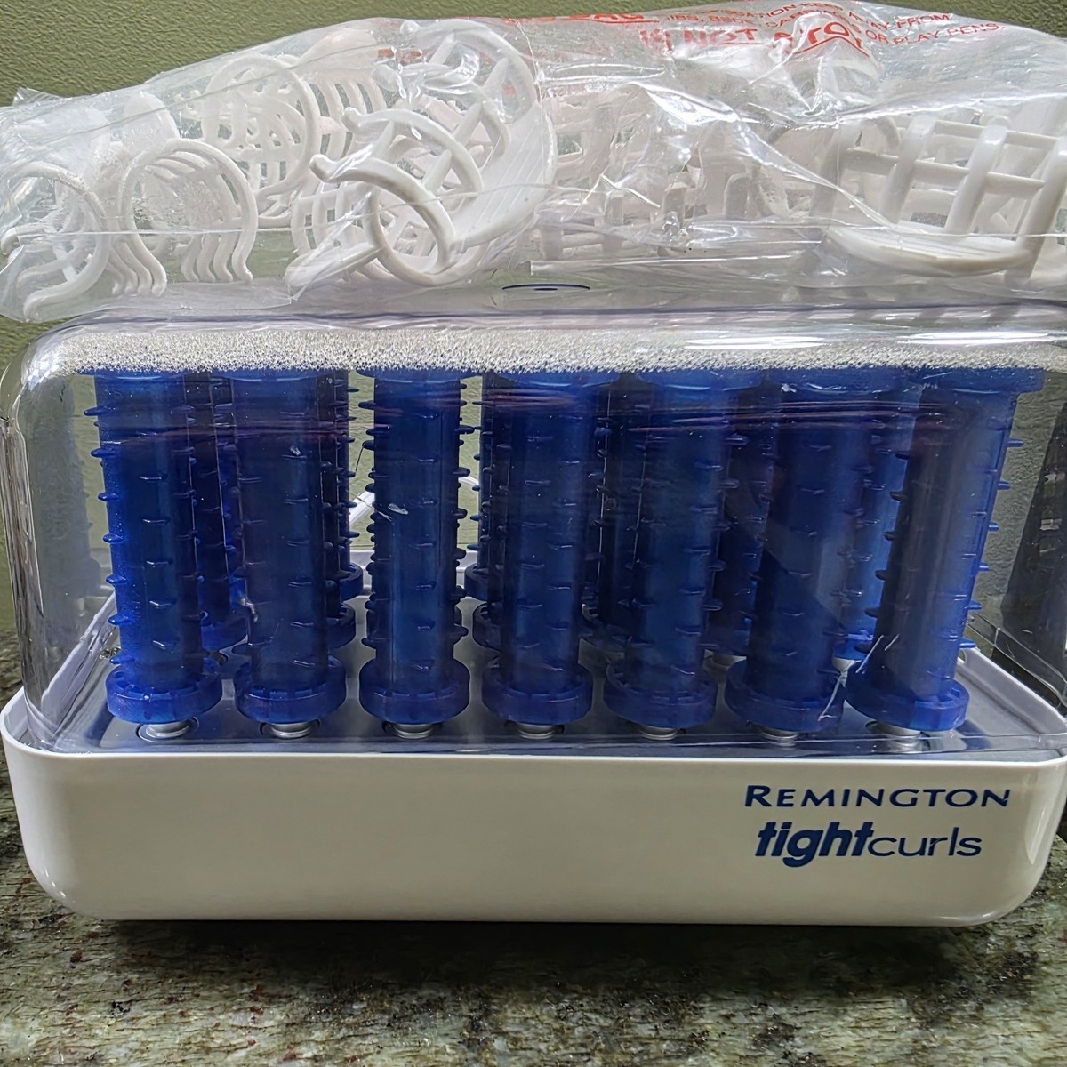 NWOB Remington Tight Curls Blue H-21SP Slim Hot Rollers 21 w/ Clips Pageant