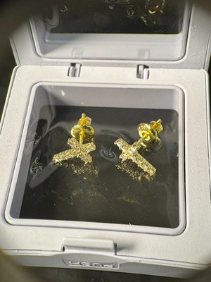 Moissanite Cross Earrings Brand NEW GRA Certified