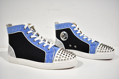 Christian Louboutin Lou Spikes Orlato Flat White Blue High  display picture 2