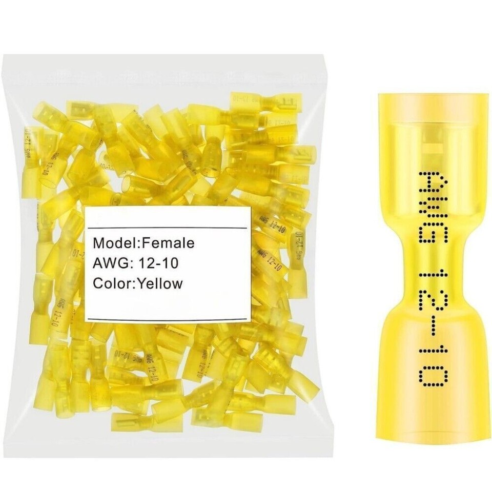 50x Female Heat Shrink Spade Terminals 2210AWG Wire Quick Disconnect