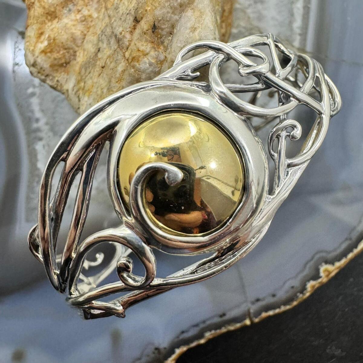 Impressive Vintage Native American Navajo Domed Coral Sterling Silver Kev Billah Bracelet Impressive Vintage Native American Navajo Domed Coral Sterling Silver Kev Billah Bracelet