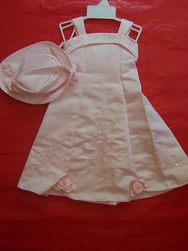 BNWT GIRLS PINK PARTY WEDDING DRESS WITH HAT  SIZE 000 TO 2 - Foto 1 di 2