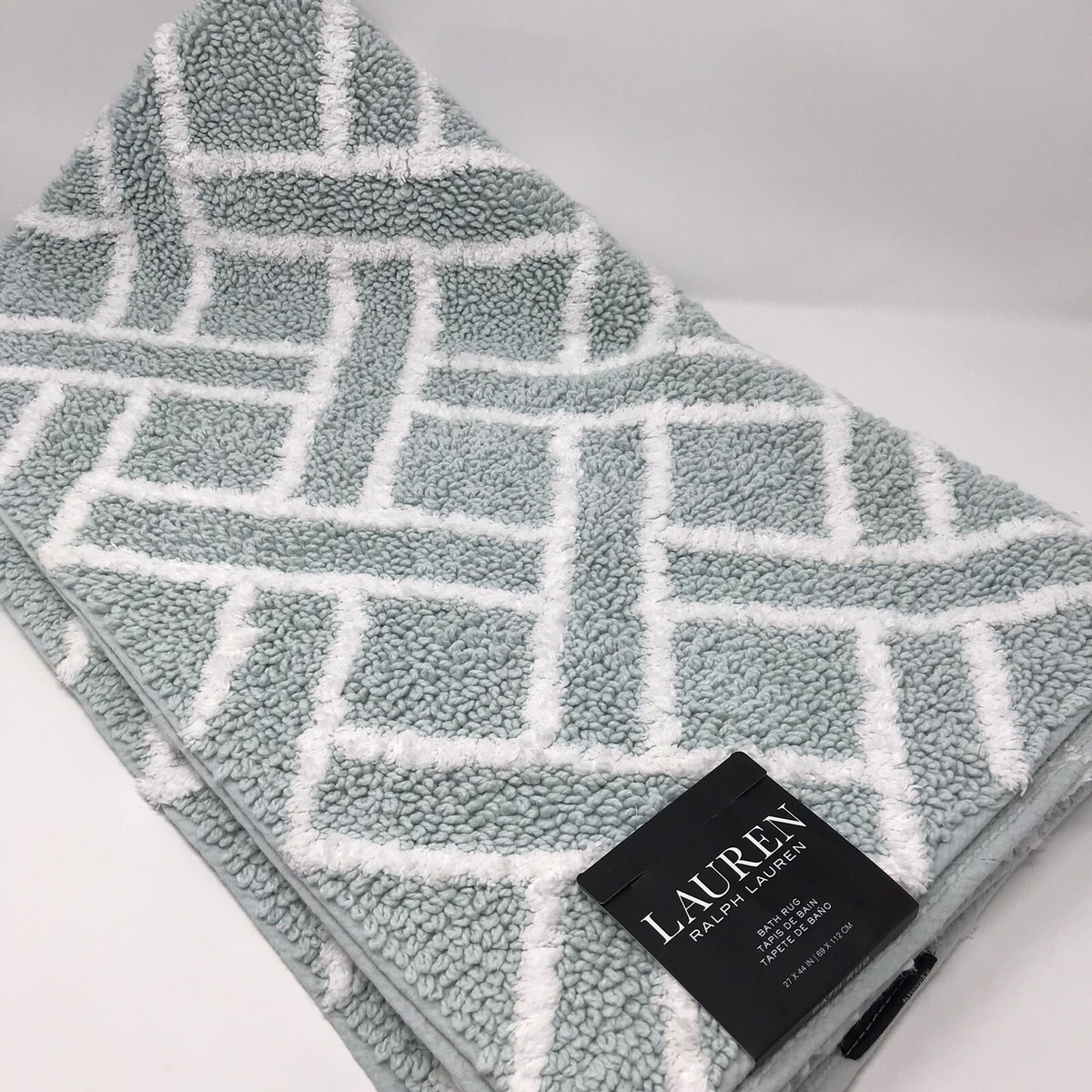 RALPH LAUREN ラグマット RALPH LAUREN Bath Rug Anti Slip Geometric Seafoam/White