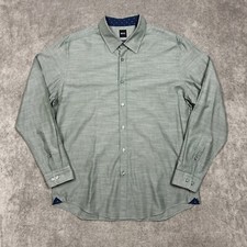 Hugo Boss Shirt Mens XL Button Up Green Long Sleeve Business Casual Stretch