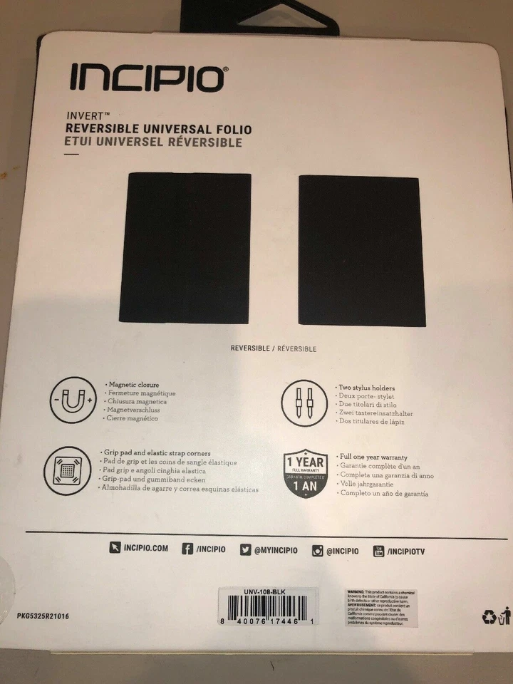 Incipio Invert Folio Case with Stylus for iPad Mini 4 & 7" to 8" Tablets - Black - Image 2 of 3