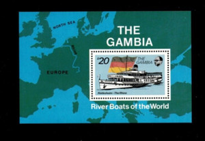 VINTAGE CLASSICS - Gambia 1992 - Riverboat - Souvenir Stamp Sheet Scott 1263 MNH