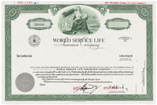 Compagnie d'assurance vie World Service. Certificat de stock