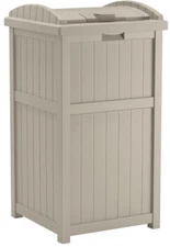 Outdoor Trash Garbage Can 33 Gal. Garden Hideaway Yard Bin Patio Resin Container