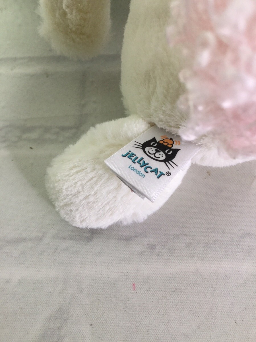 Jellycat Bashful Unicorn White Pink Curly Mane Plush Stuffed