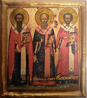 Three Holy Hierarch Saints Gregory St John St Basil Eastern Orthodox Icon Plaque