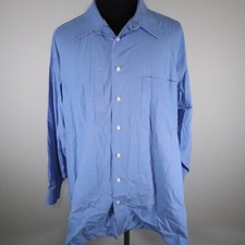 Arrow Shirt Mens 18 34/35 Business Casual Pocket Button Up Blue Long Sleeve