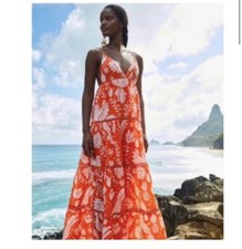 FARM Rio Orange Neon Jungle Maxi Dress. NWT. Size XL. Retail- $230