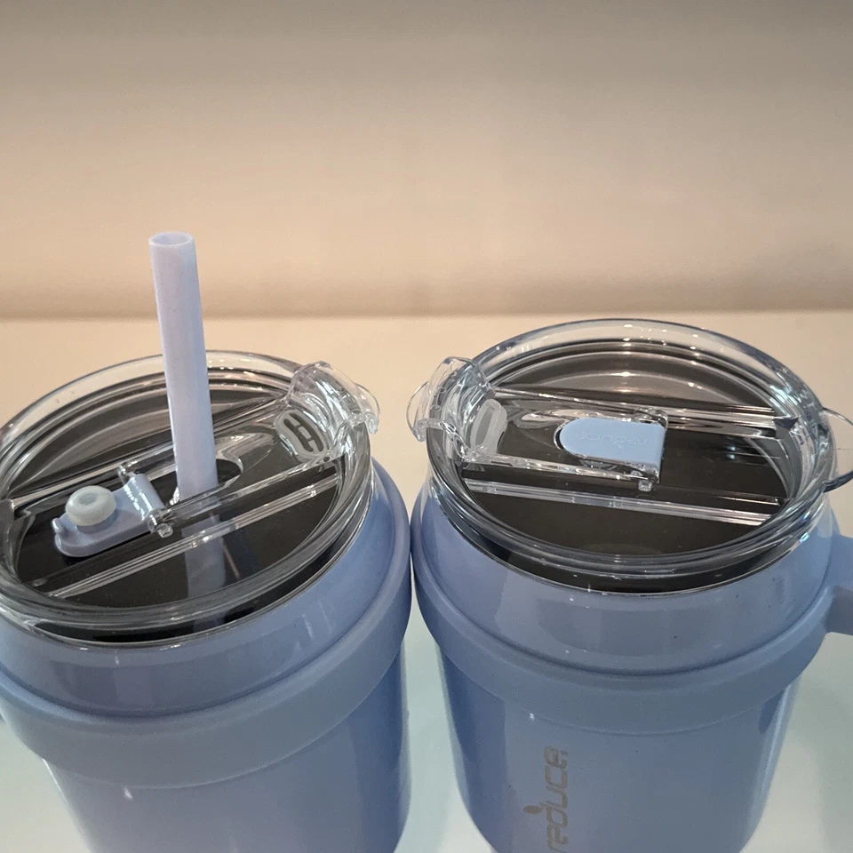 2 vasos con pajita para bebidas frías o calientes Foto 3 de 4