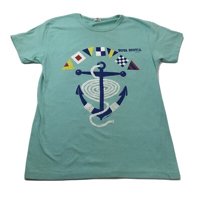 Vintage Topmast Lunenburg Nova Scotia T-Shirt Sailing Nautical Size XL Teal 80s
