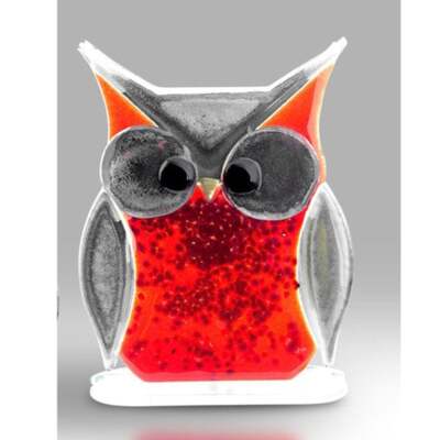 Nobile Glaswaren Glas Eule Ornament - rot 16 cm Eule-r-s