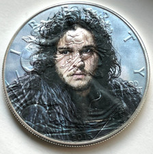 Jon Snow - Juego de Tronos - American Silver Eagle 1oz. Moneda de dólar de plata 999