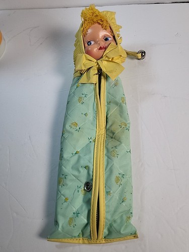 SCALDABIBERON NEONATO VINTAGE ANNI 50 CON VISO BAMBOLA VINILE ISOLATO RARO - Foto 2 di 6