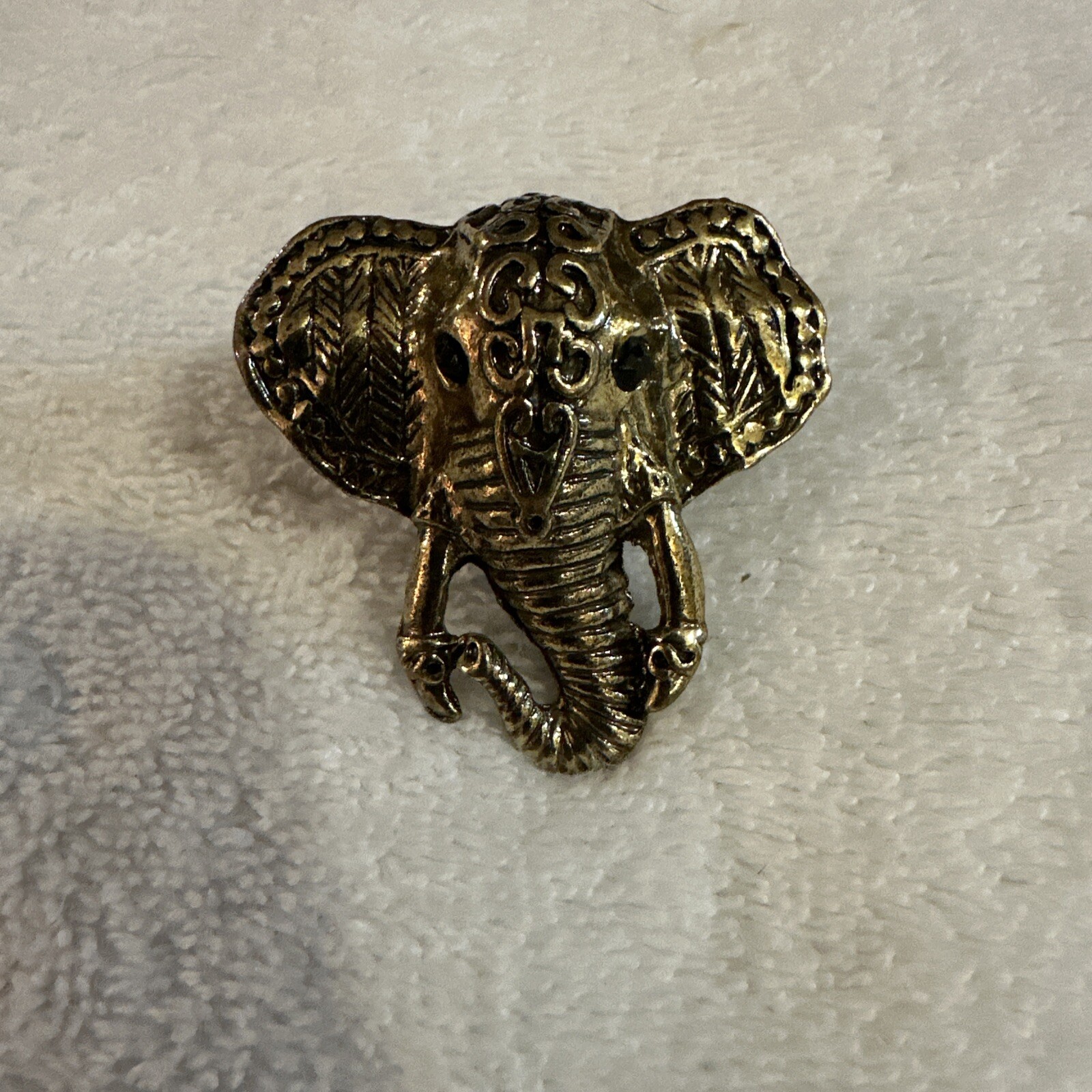 Vintage Statement Elephant Adjustable Ring Gold M… - image 1