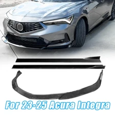 For 2023-2025 Acura Integra TR-Style Gloss Black Front Bumper Lip + Side Skirt