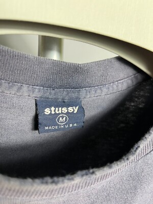 Vtg Stussy T Shirt Mens Blue Streetwear Skate Made in USA 90s Sz M