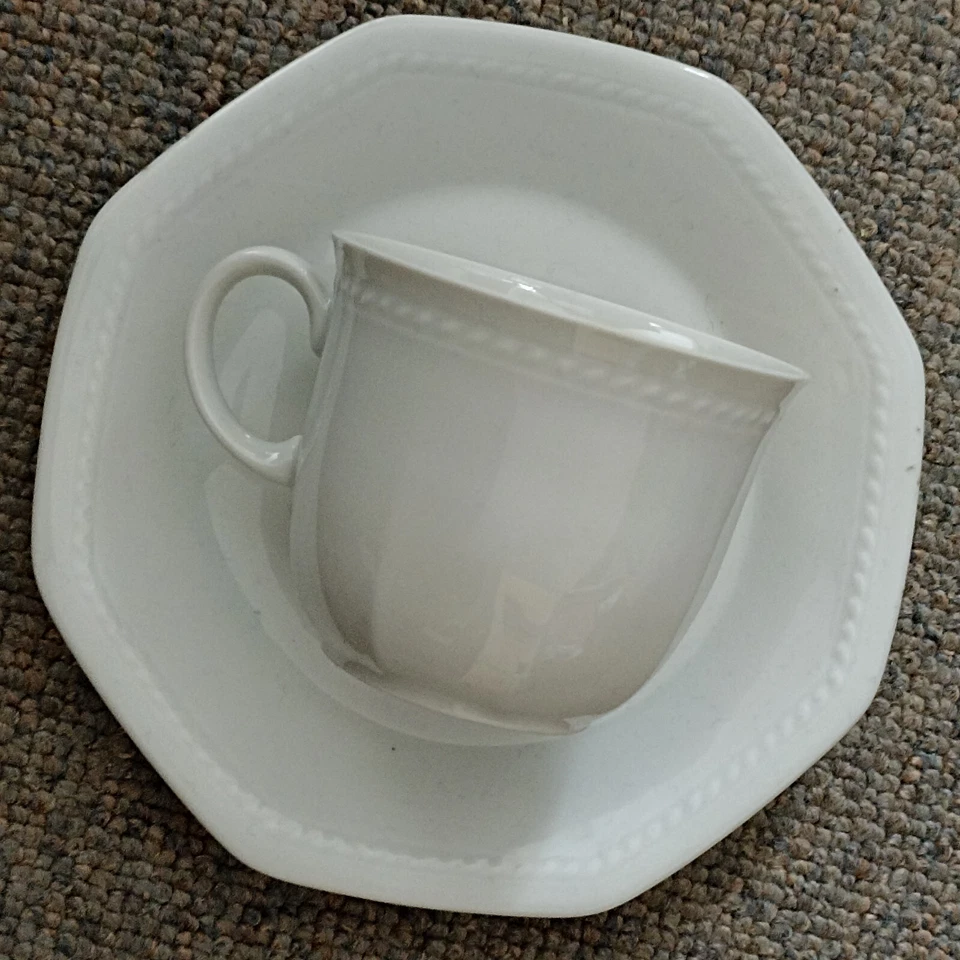 3x SCHIRNDING PARIS weiß Kordelrand Kaffetasse mit Unterteller -neu  TOP