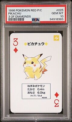 1996 POKEMON RED PLAYING CARDS 025 PIKACHU 3 OF DIAMONDS PSA 1996 POKEMON RED PLAYING CARDS 025 PIKACHU 3 OF DIAMONDS PSA