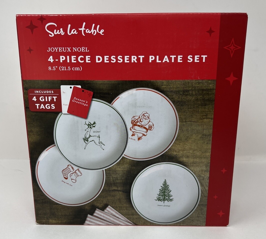 Sur La Table Joyeux Noel 4-pc Dessert Plate Set New In Box | eBay
