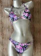 Nwt Victorias Secret 2 Pc Bikini Shine Halter Top  Brazilian Bottom VS Bling M