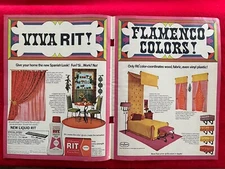 Vintage 1967 RIT Liquid Fabric Dye Print Ad Viva Rit Flamenco Colors 2 Pages