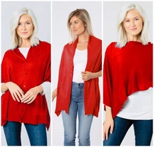 Simply Noelle bordeaux wrap shawl pashmina red 5 button