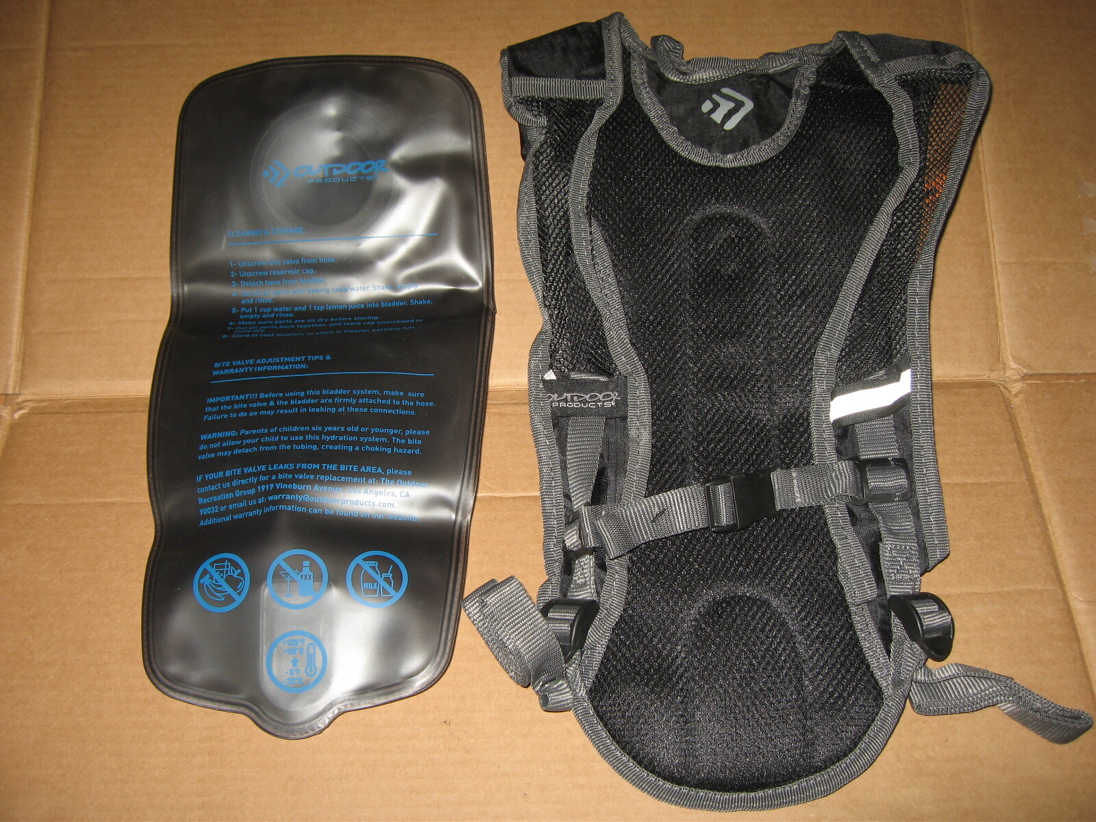 Outdoor Products Kilometer 8.0 Hydration Pack, 2 Liter, Black, Factory