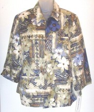 Alfred Dunner Women's NWT size 20 multi-color Amsterdam Ave print open jacket