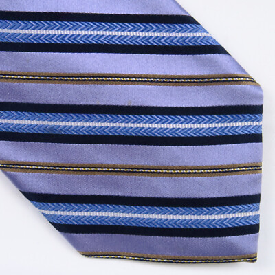 Robert Talbott Purple Blue Gold Striped Mens Neck Tie 59'' x 3.5'' Classic Preppy