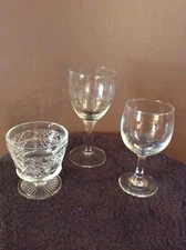 Lot 3 Clear Glass Stemmed Wine/Dessert Glasses