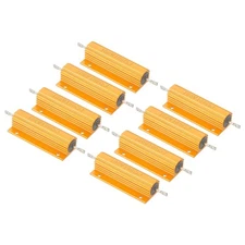 100W 100 Ohm Aluminum Shell Resistor, 8 Pack Aluminum Housing Resistor, Golden