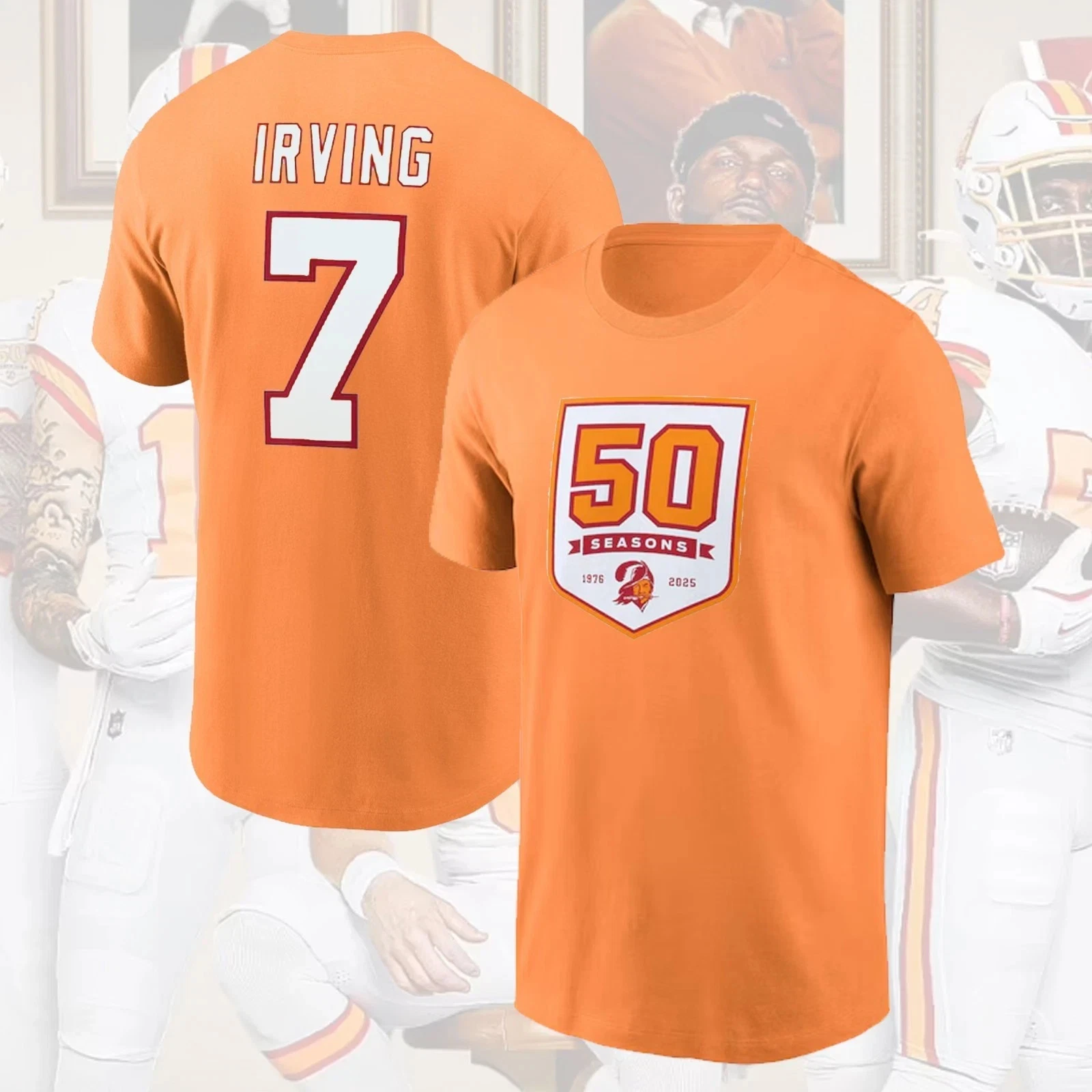 Orange's Tampa Bay Buccaneers 50th Season Name & Number Gift For Fans