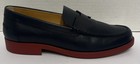 HERMES Navy Blue Leather DUKE Loafers Shoes Moccasin Red Rubber Soles Box Bag 41 — photo 4