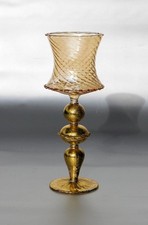 Murano Venezia filigran Lampenglas  Glaspokal, Blattgoldauflage, H=22cm