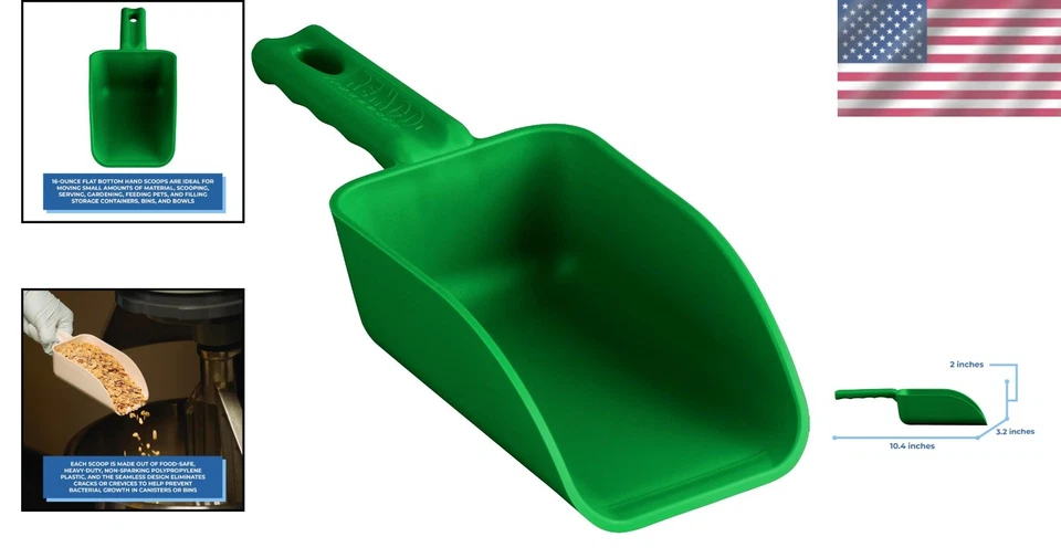 Cuchara manual de plástico verde de 16 oz - diseño duradero, esterivable en autoclave e higiénico Foto 2 de 4