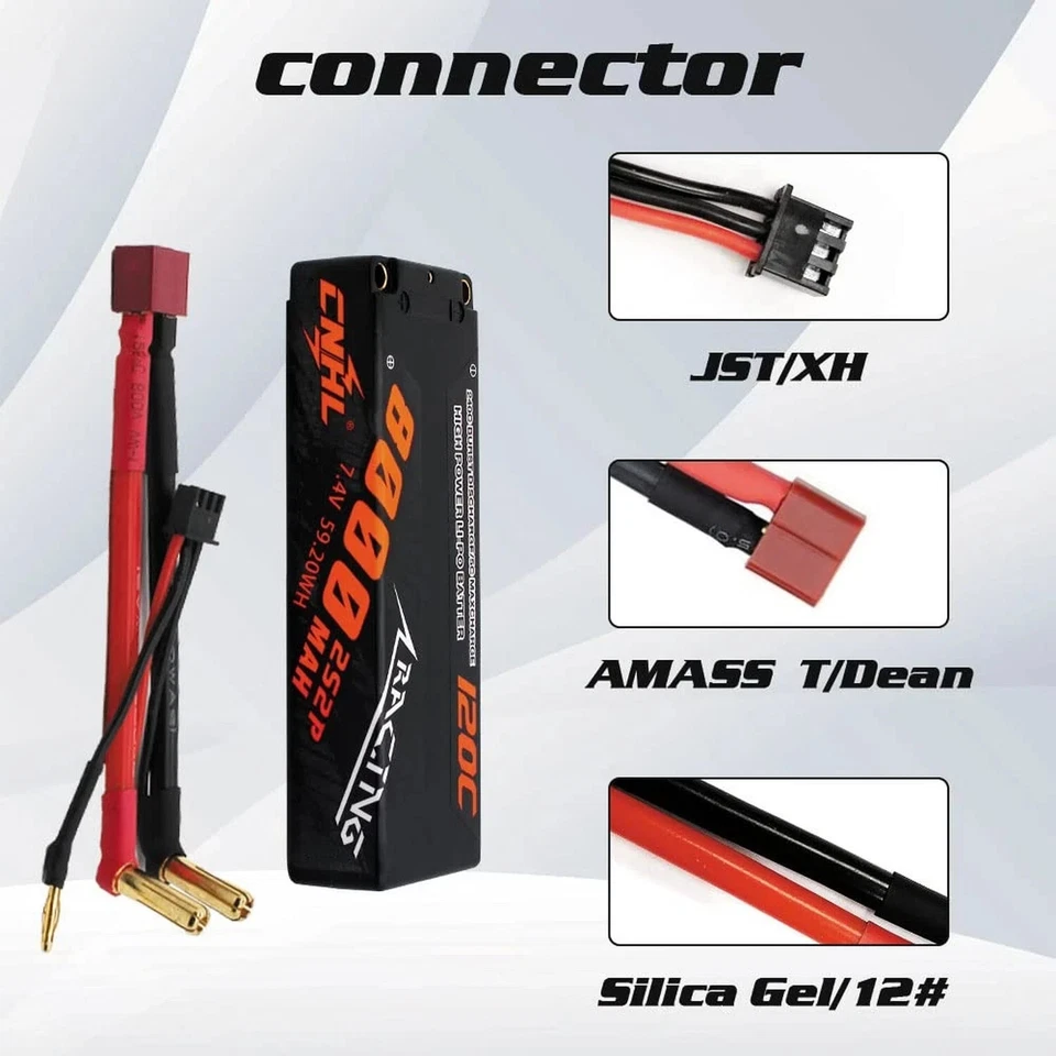 2s Lipo Battery 8000mAh 120C 7.4V Hard Case Lipo Battery with Deans Plug... - Image 2 of 4