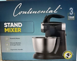 Continental 2-in-1 Stand Mixer & Detachable Hand Mixer 6-Speed 3qt Bowl Chrome