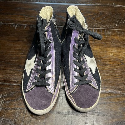 Golden Goose GGDB Sneakers Francy Sz 36 High Top Black Metallic