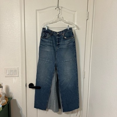 NWT Reformation Tazz Maxi Denim Skirt Fall Autumn Jean Skirt Size 26