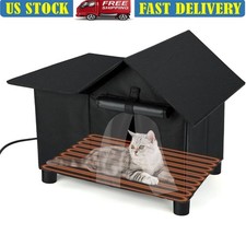 Outdoor Heated Cat House Waterproof Insulated Shelter Multi Cat Safe Exit New