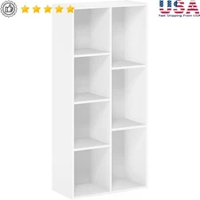 7 Cube Bookshelf Stylish Storage Unit Home Office Living Room Office White 