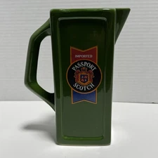 Vintage Imported Passport Scotch Pub Jug Bar Pitcher Square Green Advertising