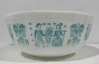 Pyrex #404 Amish Butterprint Mixing Bowl 4 Qt Turquoise On White