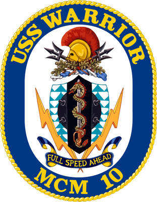 MCM-10 USS Warrior  Badge Sticker Decal Avenger Class Mine countermeasures ship