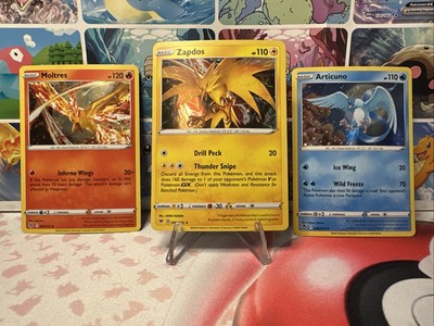 Pokemon Zapdos 48/185, Articuno 036/195, and Moltres 021/172 HOLO 3 Card Set NM